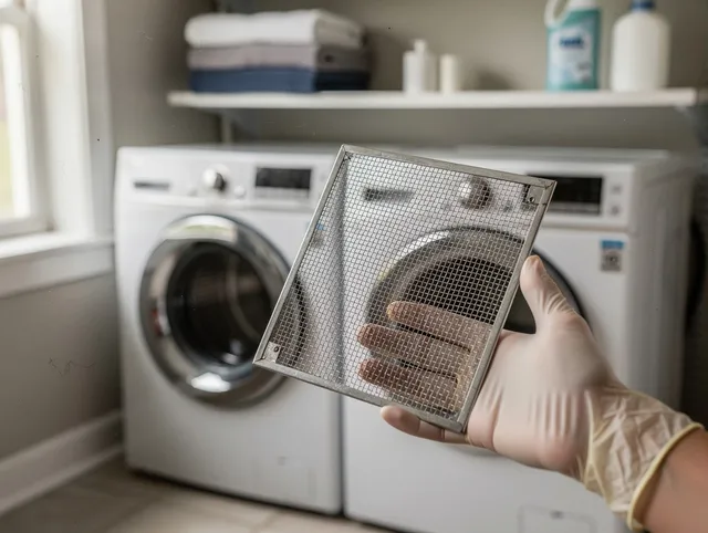 Broadview Heights Dryer Vent Cleaning specialist performing detailed lint trap cleaning service in Broadview Heights