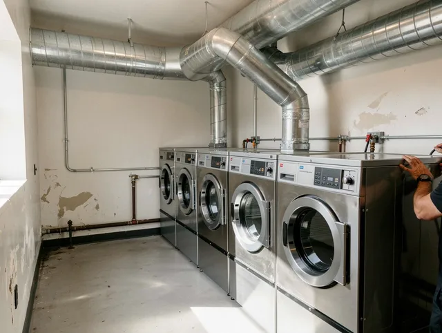 Broadview Heights Dryer Vent Cleaning team performing large-scale commercial dryer vent cleaning in Broadview Heights